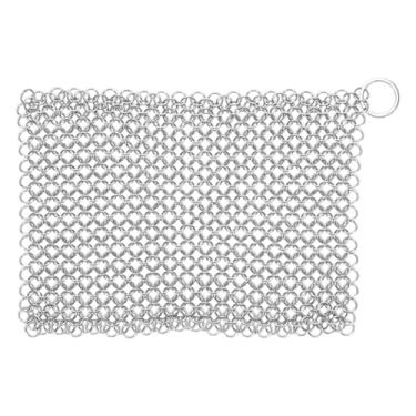 Imagem de SiaBiced Escova de Limpeza Portátil de aço Inoxidável para Ferro Fundido, com Efeito de Corrente, Multiuso para Chaleiras E Grelhas, 8x6 Inch