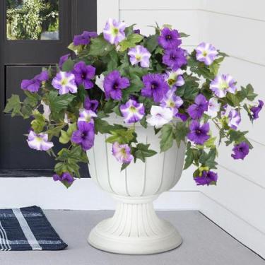 Imagem de Flores artificiais Ammyoo Spring Faux Petunias, 2 peças, roxas