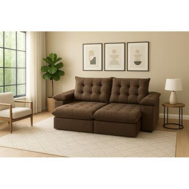 Imagem de Sofá Retrátil Reclinável 2,50m Viena Premium Molas Ensacadas