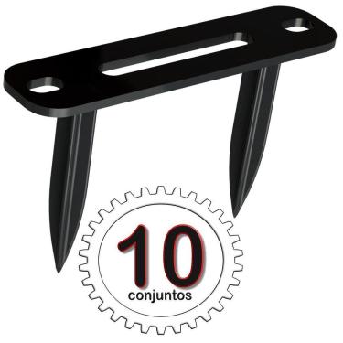 Imagem de 10 Suportes Refletor Preto 2 Espetos Estacas Chão Jardim