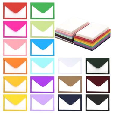 Imagem de Pacote com 90 mini envelopes de vale-presente com cartões de notas em branco vintage, envelope pequeno de 18 cores sortidas com selo gomado para cartões de visita (10 x 7 cm) (Classic-D)