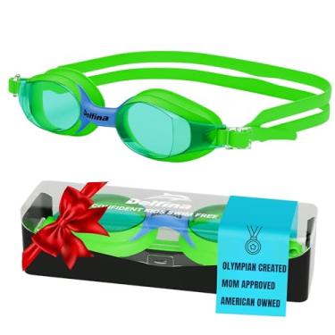 Imagem de Delfina Óculos de natação unissex para crianças a partir de 2 anos de idade, óculos de natação para crianças - 100% proteção UV à prova de vazamento para piscina com capa protetora - Óculos de natação