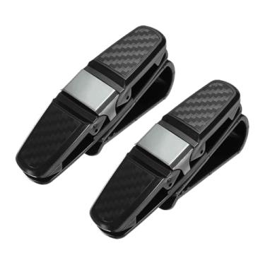 Imagem de HARFINGTON 2 peças de suporte de óculos para viseira de carro giratório com duas extremidades para óculos de sol para mulheres e homens, acessórios de viseira automotiva, peças de bilhete de recibo