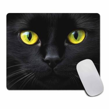 Imagem de Amcove Mousepad com lindo mouse pad preto rosto gato acessórios para mesa Mousepad fofo decoração de mesa Mousepad divertido estampa de gato preto Mousepad escritório decoração