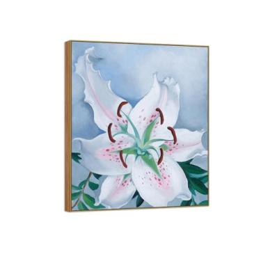 Imagem de Georgia O'Keeffe famosa arte de parede impressões em tela pronto para pendurar - pintura de moldura de lírio manchado rosa para decoração de sala de estar 30 x 35 cm 12 x 13 polegadas