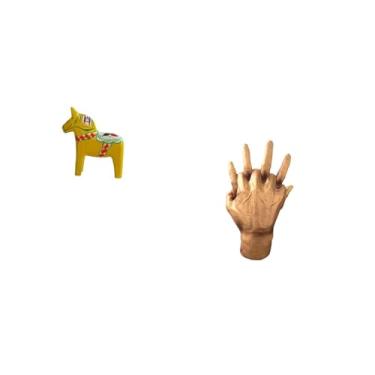 Imagem de Fenteer Escultura de Cavalo Dalecarliano E Mãos Entrelaçadas, Estatueta Colecionável para Estante, Armário de Entrada, Prateleira de Quarto, Mesa, Decoração D