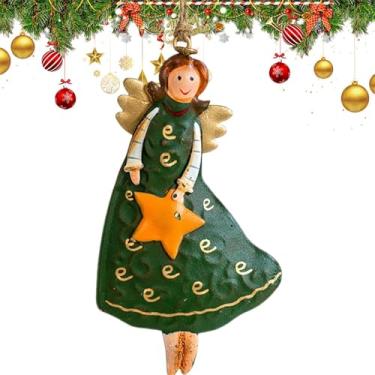 Imagem de Enfeites de anjo para árvore de Natal,Enfeites de Natal de anjo, Pingente de anjo de metal, Anjos Decor Pingente Enfeites de árvore de Natal para decorações de férias ao ar livre