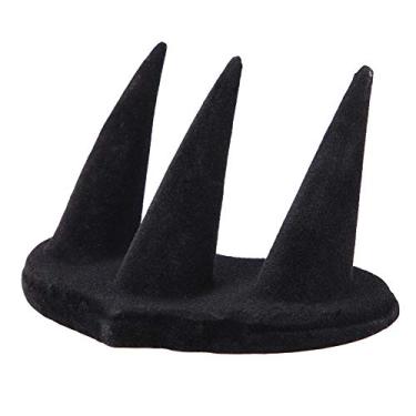 Imagem de Suporte de exibição de dedo anelar elegante suporte organizador de joias de veludo preto para vestiário mesa de maquiagem balcão de loja feira de negócios material de PVC 2 3 5 (3 dedos)