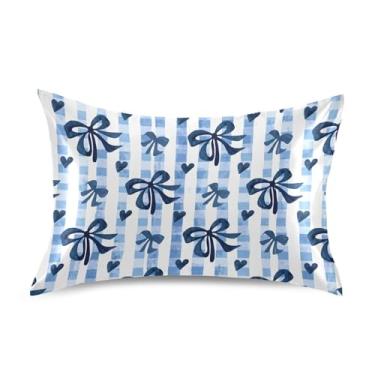 Imagem de Wassud Fronha de cetim azul marinho para cabelo e pele fronhas de seda lisa tamanho padrão capas de travesseiro respiráveis com fecho de envelope