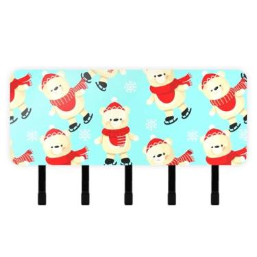 Imagem de Burbuja Porta-chaves de patinação no gelo com 5 ganchos de chave, porta-chaves autoadesivo montado na parede, organizador de armazenamento de correio para entrada, decoração de casa