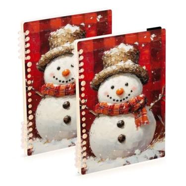 Imagem de Burbuja Cadernos de boneco de neve de Natal, papel pautado universitário A5 com 60 folhas, fichário para diário, escritório, 2 unidades