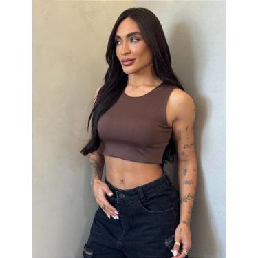 Imagem de Cropped Zara Feminino - Blusa Estilosa e Confortável, GG, Marrom