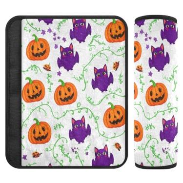 Imagem de Burbuja Capa para cinto de segurança de carro Bats Pumpkins Protetor de cinto de segurança de carro macio confortável para alça de ombro de assento, 1 par pequeno