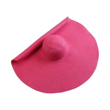 Imagem de Chapéu De Sol De Palha Dobrável Com Aba Larga De 70cm Para Mulheres, P