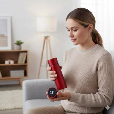 Imagem de Garrafa Térmica Inteligente com Sensor de Temperatura 500ml Inox