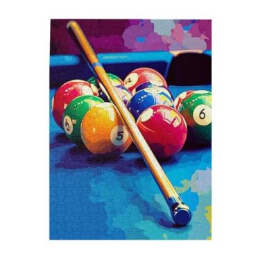 Imagem de CDSASHCA Quebra-cabeça de madeira adulto de 500 peças - Bolas de bilhar e alavanca em uma mesa de sinuca, ideal para exercitar seu cérebro e mãos, arte exclusiva para adultos, aproveite o processo de