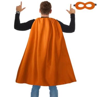 Imagem de Dajiahao Capas e máscaras de super-herói adulto – Capas de vampiro de Halloween, capas para adultos, cosplay, festa à fantasia, Laranja, 120cm