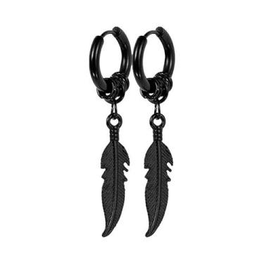 Imagem de 1 par de brincos femininos de folha de aço inoxidável da moda, brincos