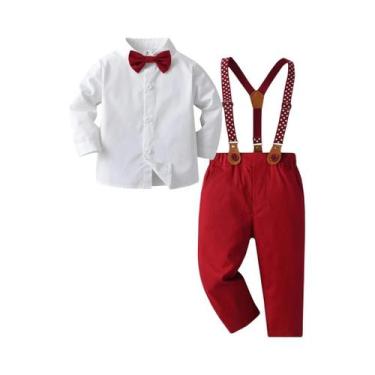 Imagem de Conjunto De Roupa De Natal Para Meninos Camisa Branca Com Estampa De E