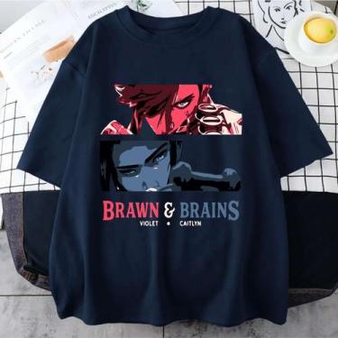 Imagem de Camiseta Arcane Vi Caitlyn Unissex, Azul, G babylook