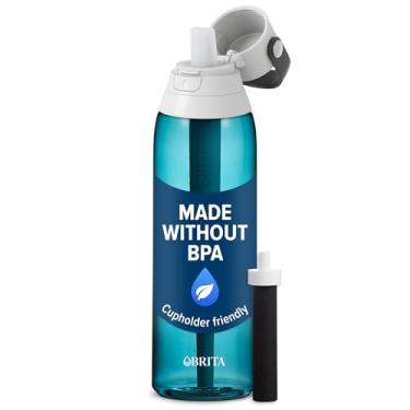 Imagem de Brita Garrafa de água com filtro premium de plástico rígido, livre de BPA, reutilizável, substitui 300 garrafas de água de plástico, o filtro dura 2 meses ou 40 galões, inclui 1 filtro, vidro marinho