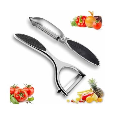 Imagem de Descascador de Batata Rotativo em Forma Y Aço Inoxidável Multifuncional Legumes e Frutas com Lâminas Afiadas Grip Ergonômico Ferramenta Descasque Cozi