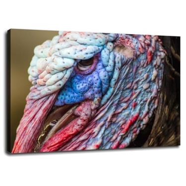 Imagem de 093 Turkey Wall Art Animal Canvas Prints Wildlife Pôster colorido para casa conjunto de 1 decorações com moldura 81.3 cm x 61.0 cm