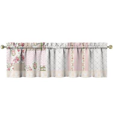 Imagem de Tapesb Flores florais saia de cozinha engraçadas pequenas cortinas de janela sobre a pia decoração essencial adequado para cozinha, quarto, lavanderia, 46 x 137 cm