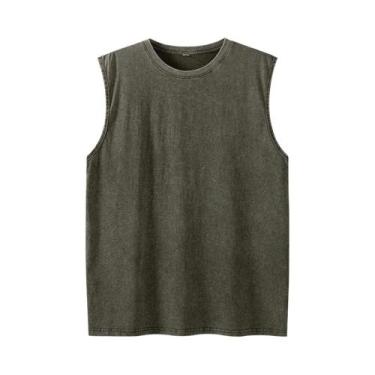 Imagem de Camisetas Regatas Masculinas De Algodão Lavado Para Verão, Sem Mangas,