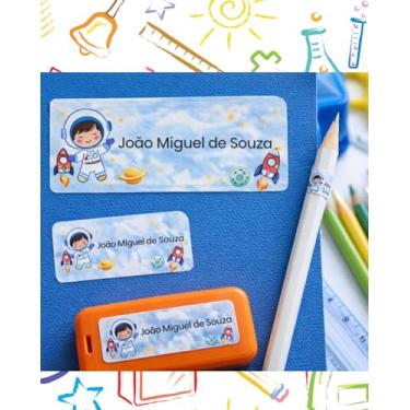Imagem de Conjunto 50 Etiquetas Escolar a prova d'água Volta ás Aulas + Toalhinha Personalizada