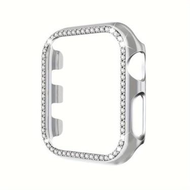 Imagem de Capa brilhante de 45 mm, 44 mm, 42 mm, 41 mm, 40 mm, 38 mm, compatível com Apple Watch séries 9/8/7/6/5/4/3/2/1 Crystal Diamond Sparkle Watch (prata, 42 mm)