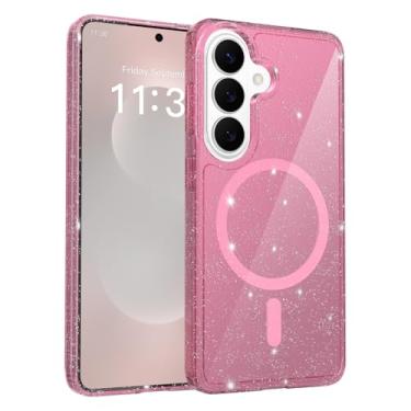 Imagem de Ltezixal Capa para Samsung Galaxy S26, TPU transparente brilhante brilhante com amortecedor MagSafe capa protetora fina à prova de choque para Samsung Galaxy S26 (rosa)