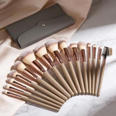 Imagem de Conjunto completo de pincéis de maquiagem, 15 peças, champanhe dourado, ferramentas profissionais para sombras, design completo, 15 peças