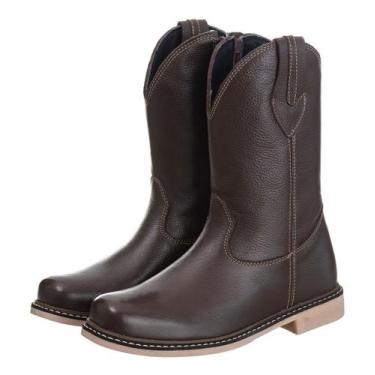 Imagem de Bota Botina Texana Lisa Cano Alto Em Couro - Campero, Marrom, Escuro, 