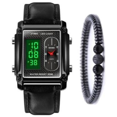 Imagem de Relógio Skmei Masculino Digital Analógico Couro + Pulseira-Masculino