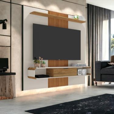 Imagem de Painel Para Tvs 65 Lisboa Off White e Cinamomo Ripado Bechara