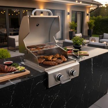 Imagem de Churrasqueira Inox Gás 2 Queimadore Embutir Sobrepor Le Cook