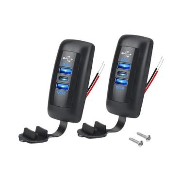 Imagem de Tomada USB 12V Para RV Tipo-C PD3.0 Com Dupla Saída QC3.0, Adaptador D