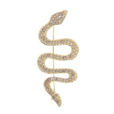 Imagem de Broche Pin Gold Snake com strass, liga de strass, moda unissex - yiwei