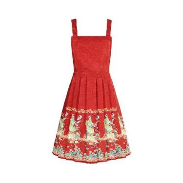 Imagem de Vestido de avental estilo princesa para mulheres em lona e poliéster -