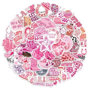Imagem de Adesivos Pink Disco Cowgirl, 50 peças, decalques de vinil à prova d'ág