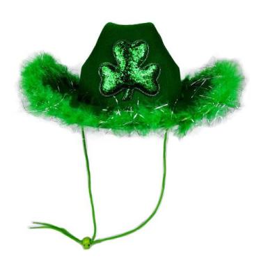 Imagem de Chapéu de feltro verde do Dia de São Patrício com Glitter Shamrock Adu