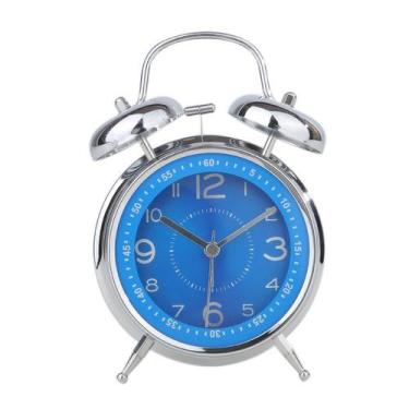 Imagem de Despertador Retro Twin Bell Classic com acabamento em azul cromado - y