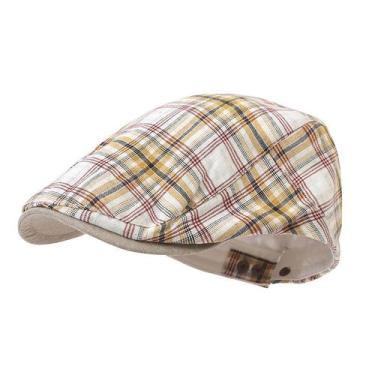 Imagem de Chapéu de taxista xadrez vintage Gatsby Newsboy com tampa plana para h