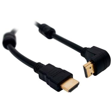 Imagem de Cabo HDMI 1.4  Macho x Macho, 1,5 Metros, Com Filtro, Conector 90 Graus, Preto - CDC-2546