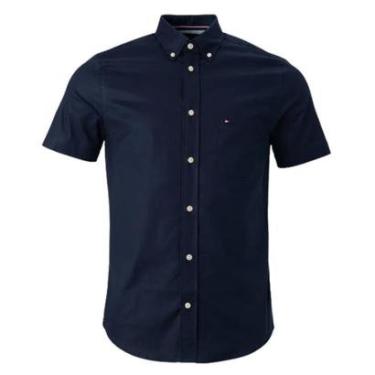Imagem de Camisa Oxford Tommy Hilfiger Manga Curta Azul Marinho-Masculino