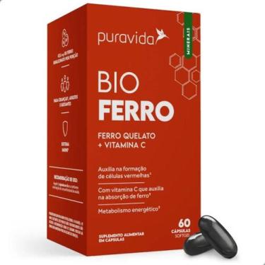 Imagem de Bio Ferro Quelato e Vitamina C 60 Capsulas Pura Vida, Natural