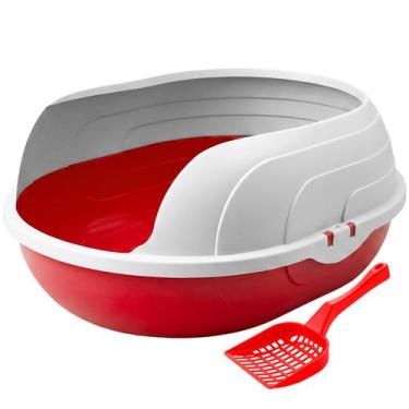 Imagem de Kit Caixa De Areia Prime Com Pá Higiênica Cães E Gatos Bandeja Com Arc