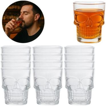 Imagem de Jogo 12 Copos De Shot Caveira P/ Dose Vodka Tequila 50ml - Freecom
