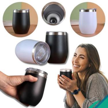 Imagem de Copo Térmico Tipo Cuia 350ml Aço Inoxidável Parede Dupla à Vácuo com T